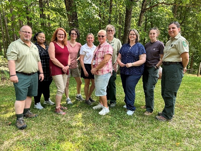 US Forest Service personnel with Eppley Center staff and community partners at Hoosier National Forest.